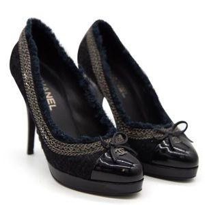 Chanel Women's tweed Escarpins Pump Heels, sz 41 EU (11 US) Black
